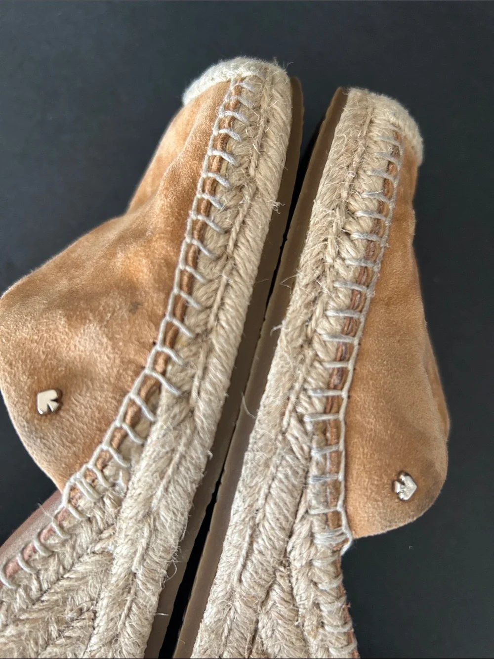 kate spade Tan Suede Espadrille Wedge Sandals with Ankle Strap
